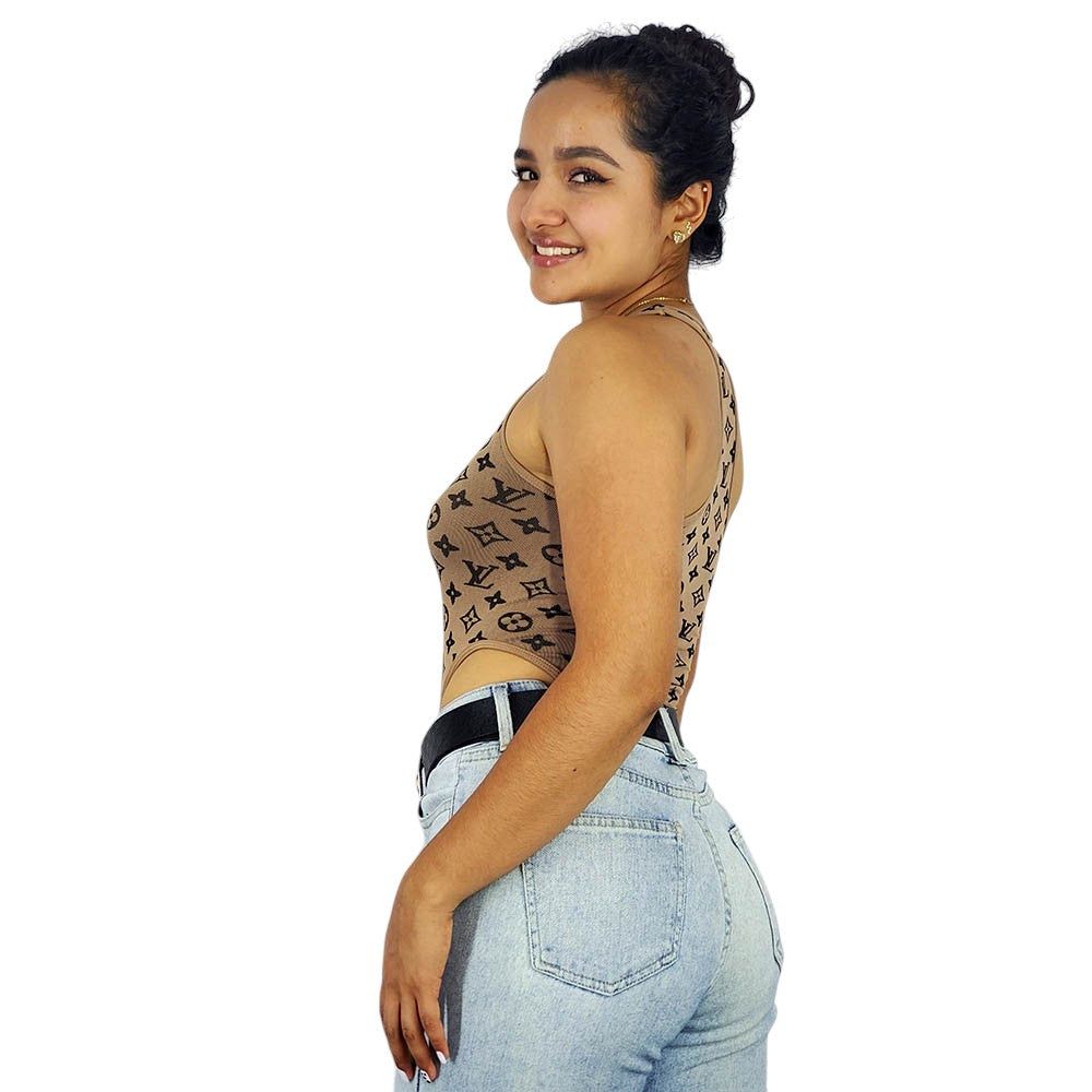 Pantiblusa estampada sin mangas que marca tu silueta con estilo audaz
