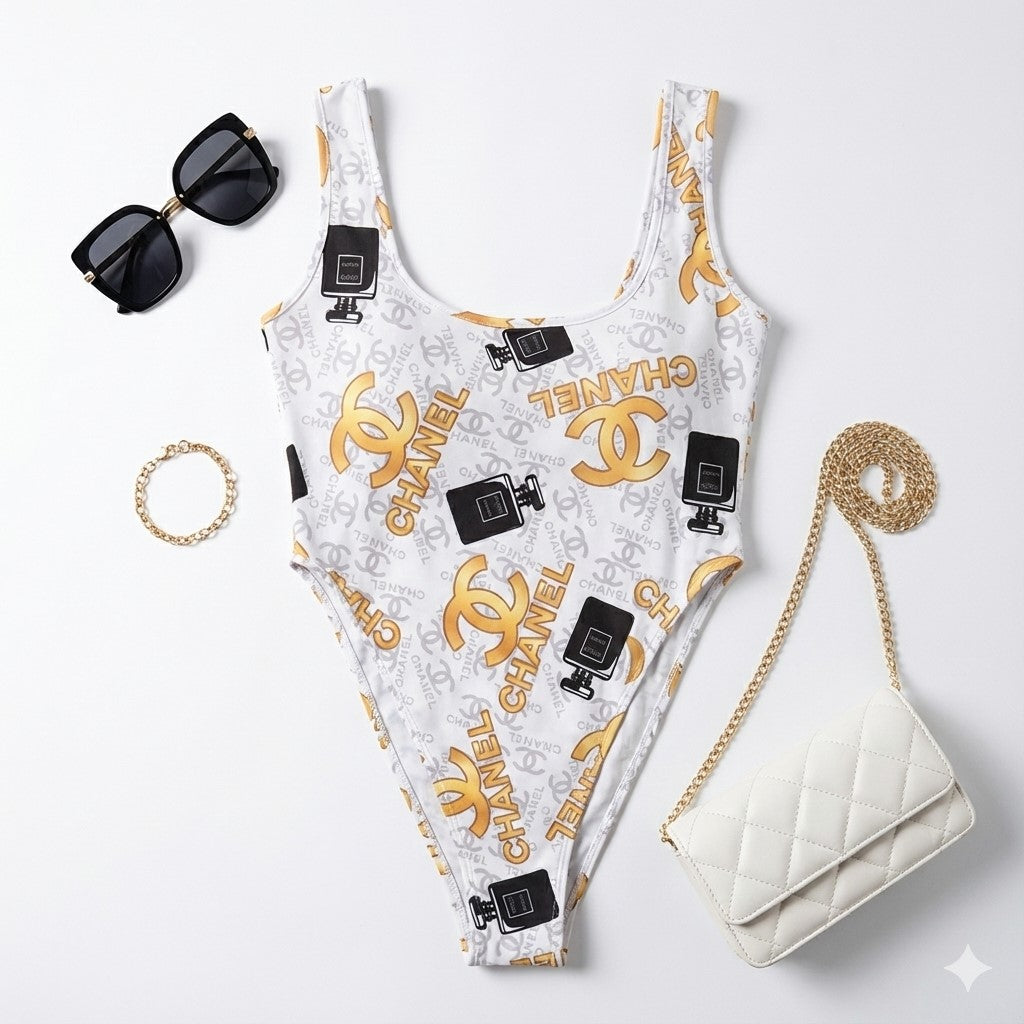 Pantyblusa brasileña estampada de impacto gráfico con manga larga y ajuste slim