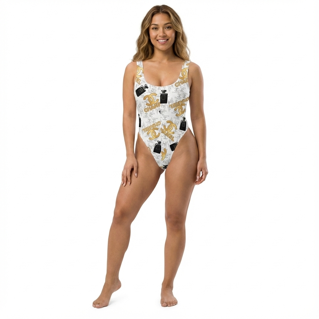 Pantyblusa brasileña estampada de impacto gráfico con manga larga y ajuste slim