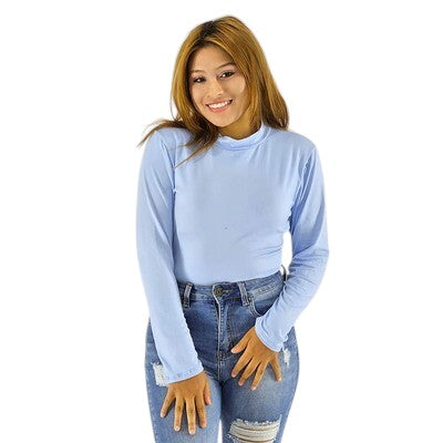 Pantyblusa manga larga con diseño liso que estiliza tu figura con discreción refinada