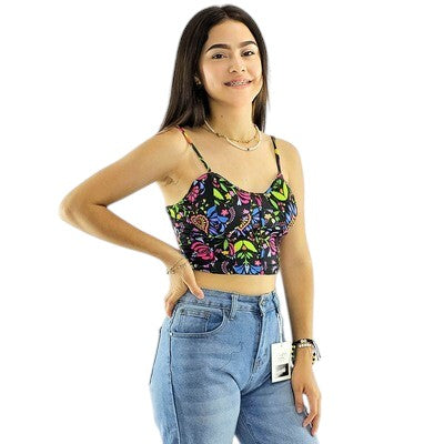 Croptop de tirantes que celebra tu figura con alegría mexicana