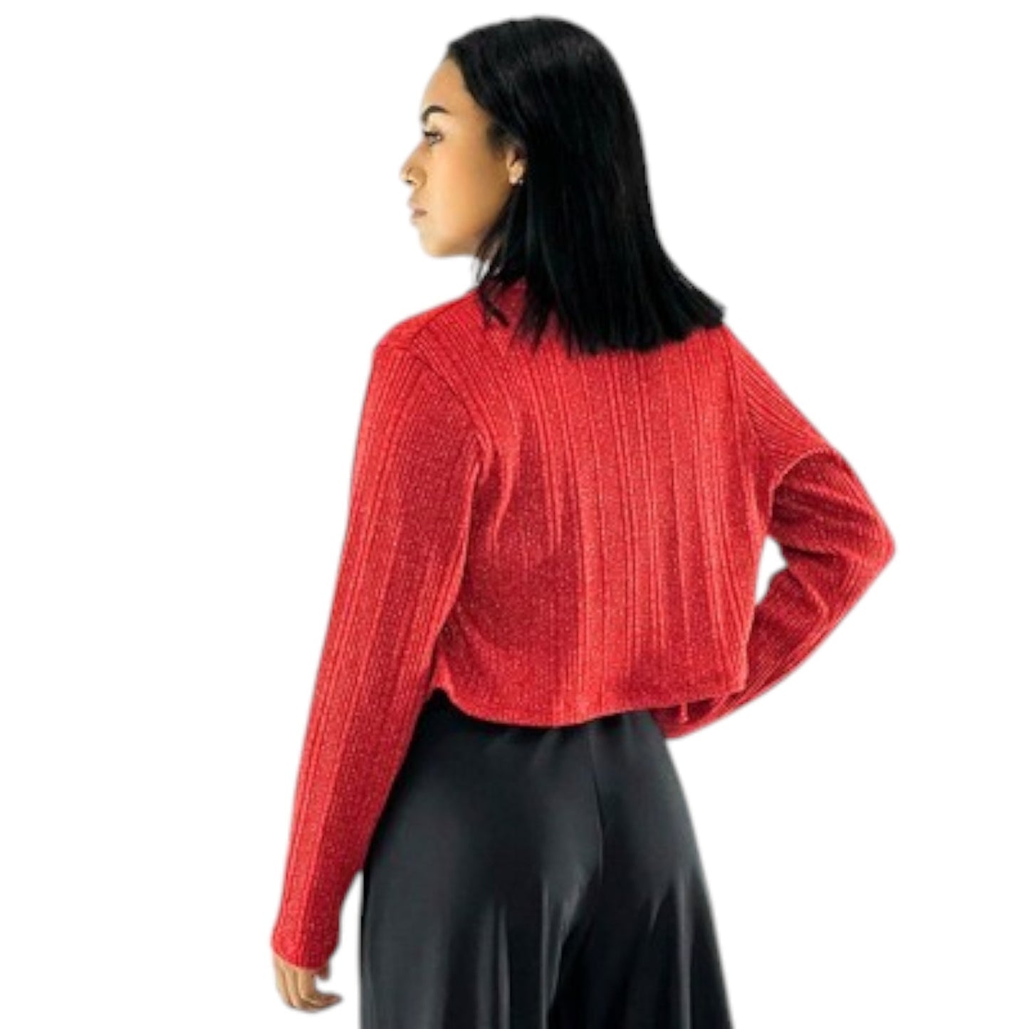 Conjunto acampanado de tres piezas con brillo sutil que estiliza tu silueta