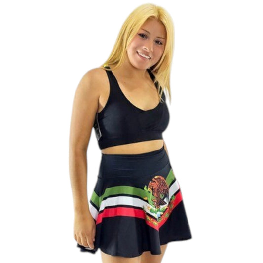 Falda short deportiva con estampado patriótico que resalta tu movimiento