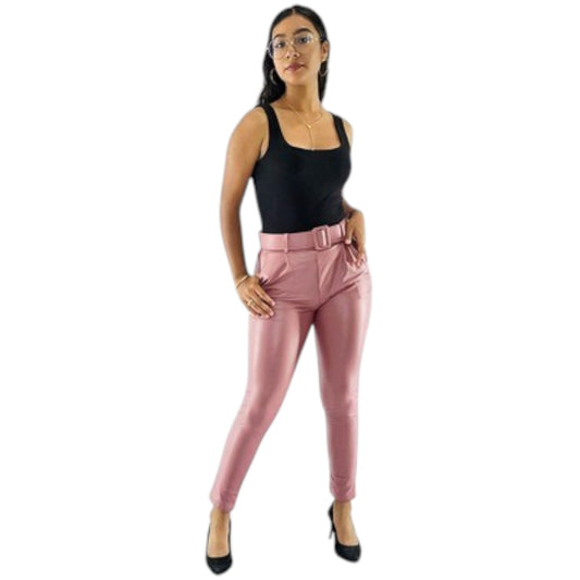 Pantalón cargo satinado con caída fluida y efecto visual vibrante