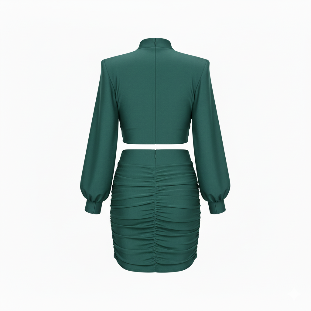 Conjunto con minifalda y blusa de manga larga