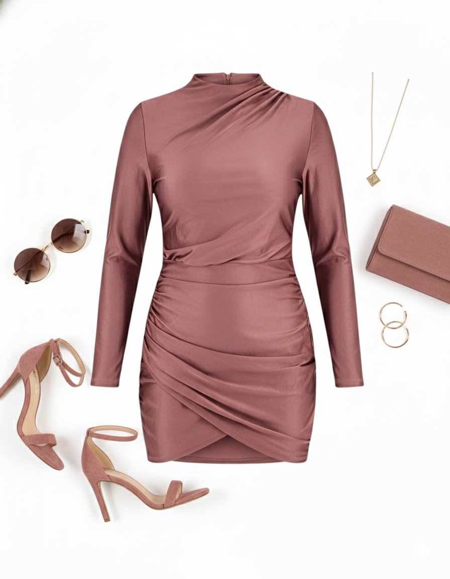 Minivestido satinado que acentúa tu silueta con elegancia audaz