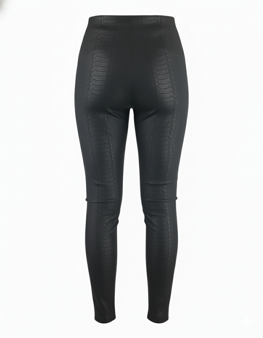 Pantalón ajustado con textura sutil que moldea y estiliza