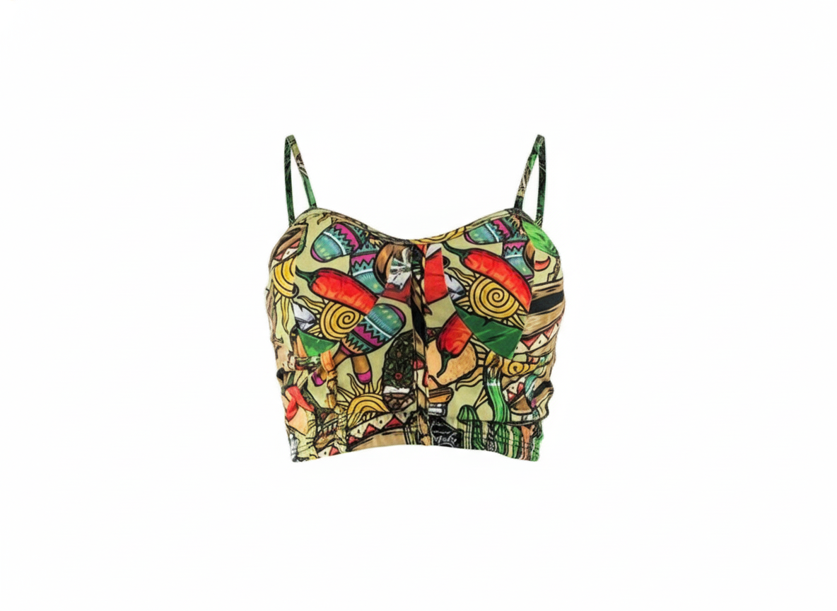 Croptop de tirantes que celebra tu figura con alegría mexicana