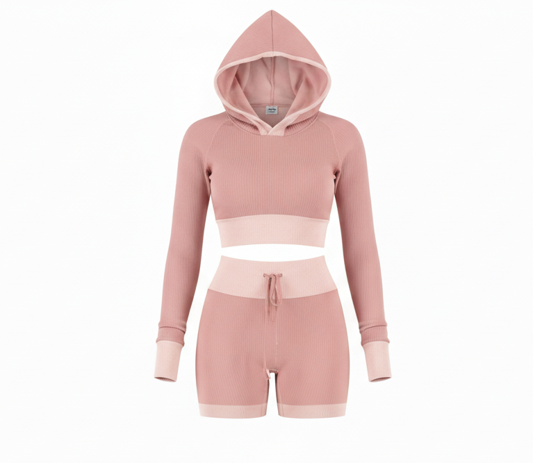 Conjunto deportivo de short y blusa manga larga que define tu figura con estilo urbano