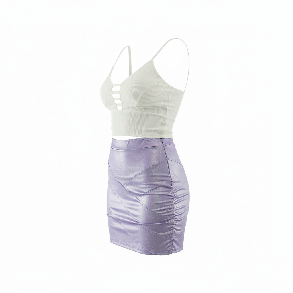 Conjunto satinado con top de tirantes que resalta tu figura con brillo sutil