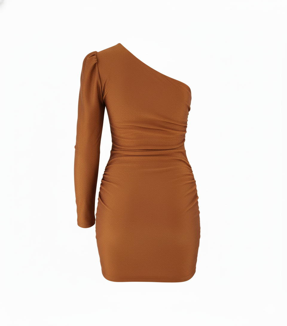 Minivestido de una manga que acentúa tu silueta con sensualidad asimétrica