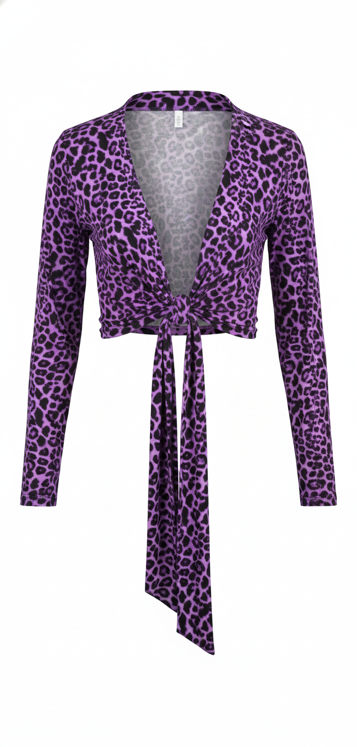 Crop top animal print cruzado que define tu cintura con audacia salvaje