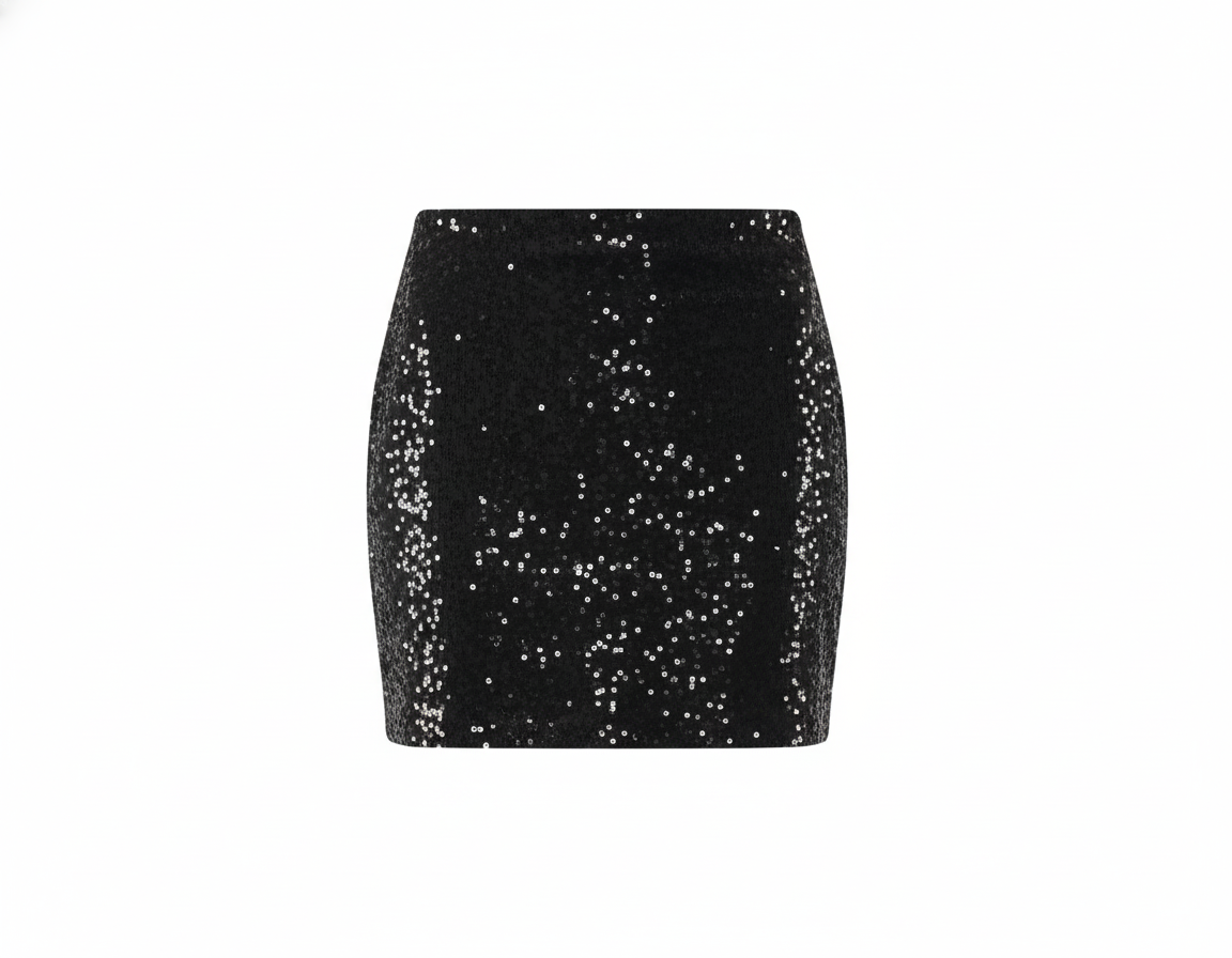 Minifalda ajustada de lentejuelas que atrae todas las miradas con su brillo