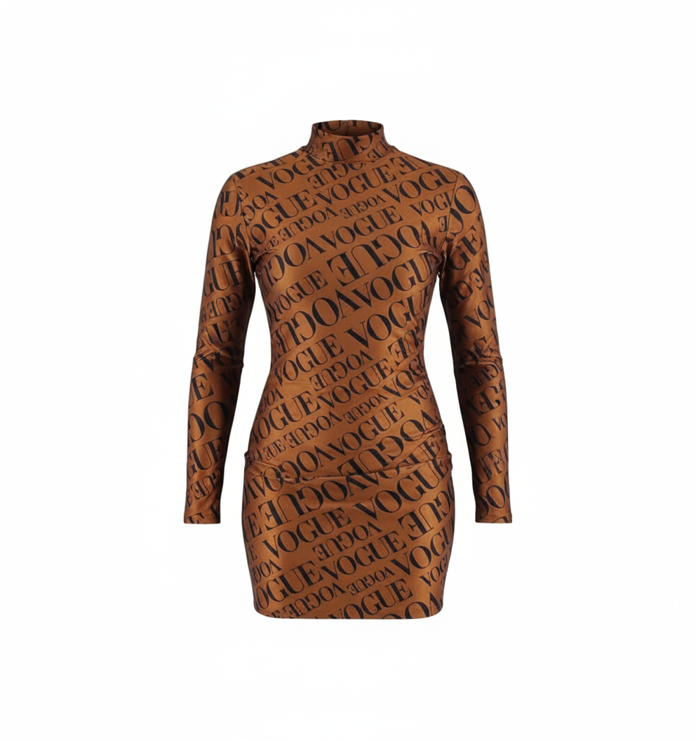 Minivestido con cuello tortuga que define tu silueta con elegancia audaz