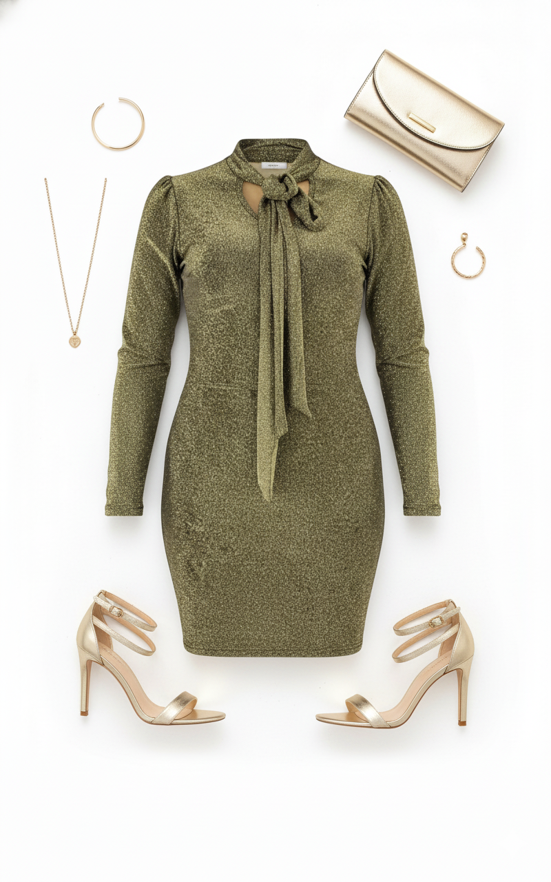 Vestido corto con cintilla en cuello que estiliza con sofisticación sutil