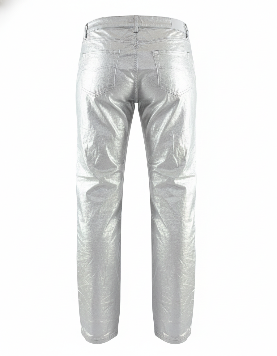 Pantalón recto con brillo metálico para looks que deslumbran sin esfuerzo