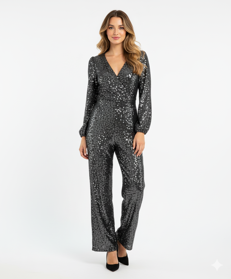 Enterizo largo con lentejuelas que deslumbra sin esfuerzo