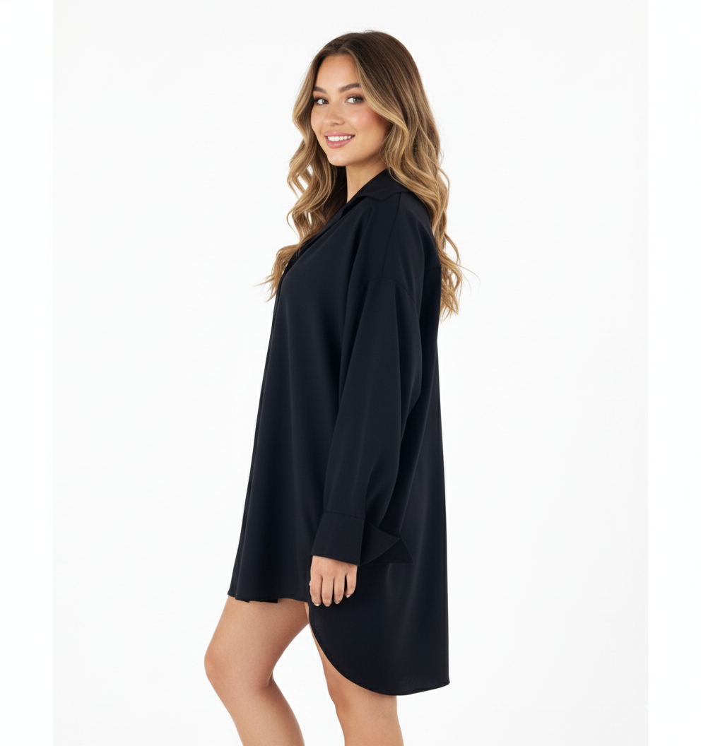 Blusa oversize tipo camisa para un look relajado y moderno