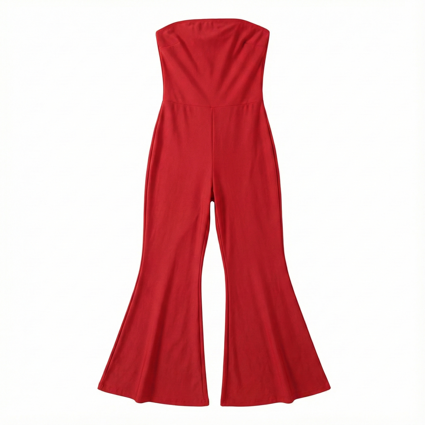Jumpsuit palazzo strapless con caída acampanada que alarga tu silueta
