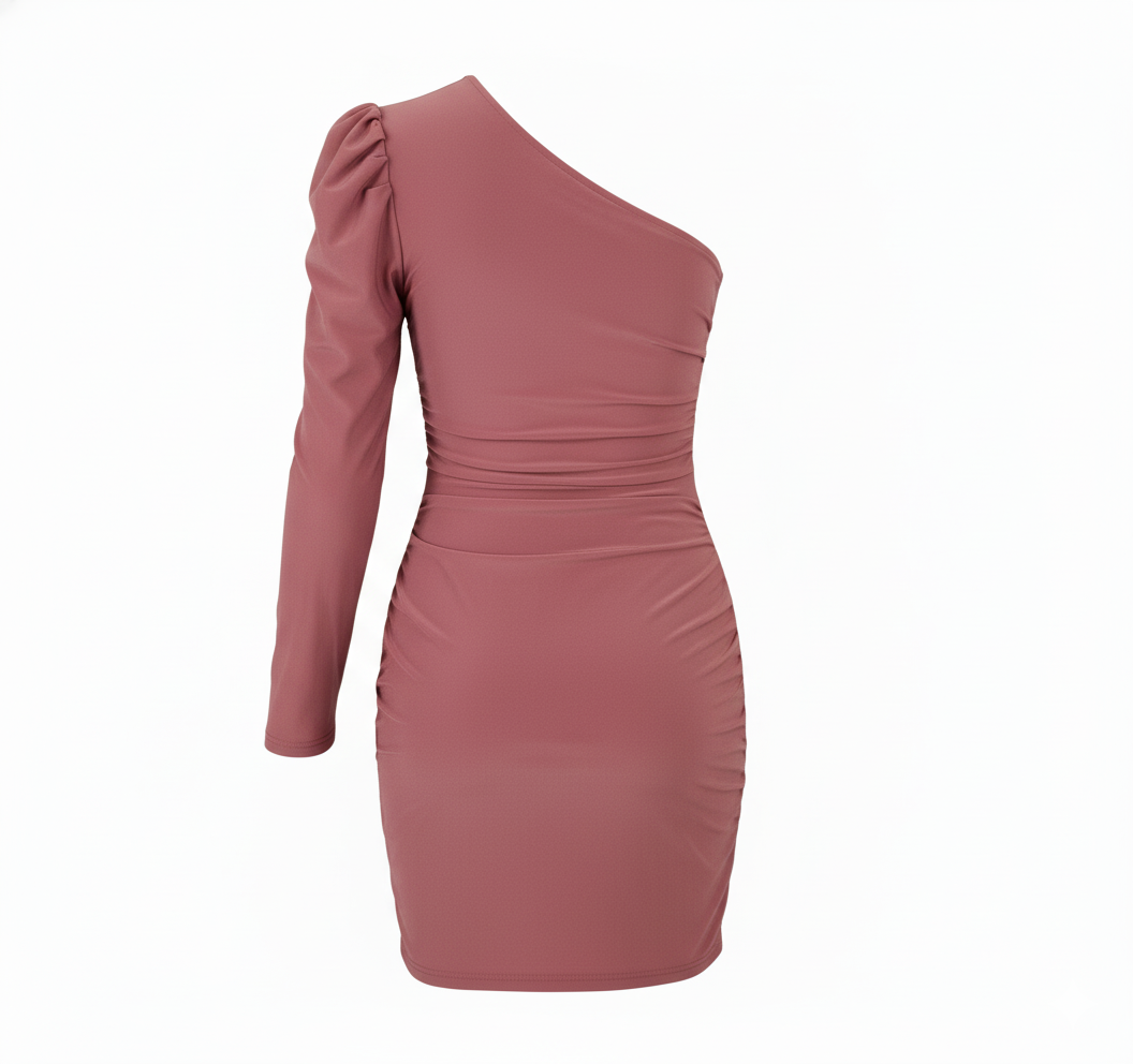 Minivestido de una manga que acentúa tu silueta con sensualidad asimétrica