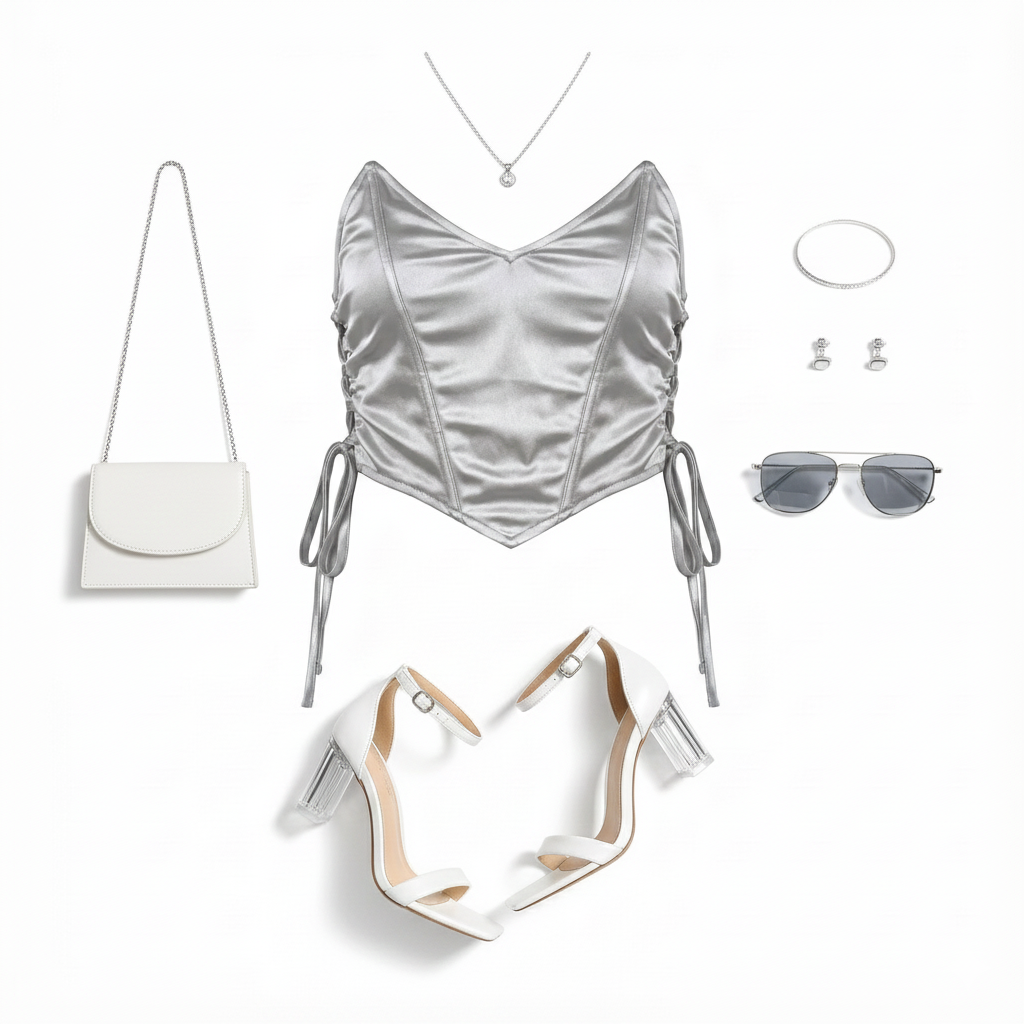 Blusa corset satinado con jaretas que enmarca tu figura