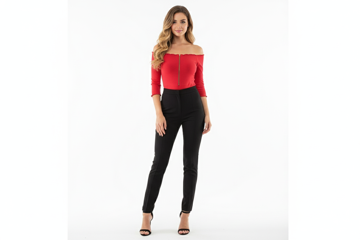 Pantyblusa con hombros descubiertos y cremallera que enmarca tu figura