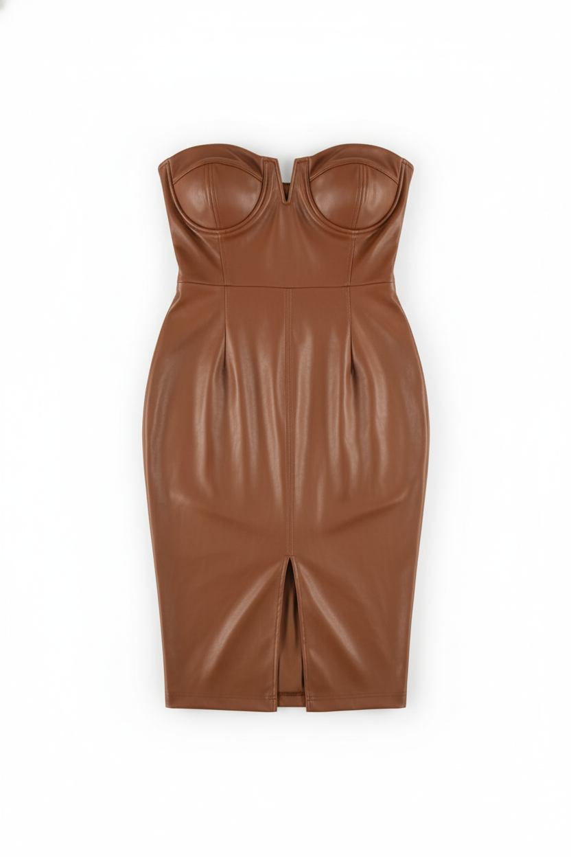 Vestido corto strapless con aberturas que enciende miradas con atrevimiento pulido