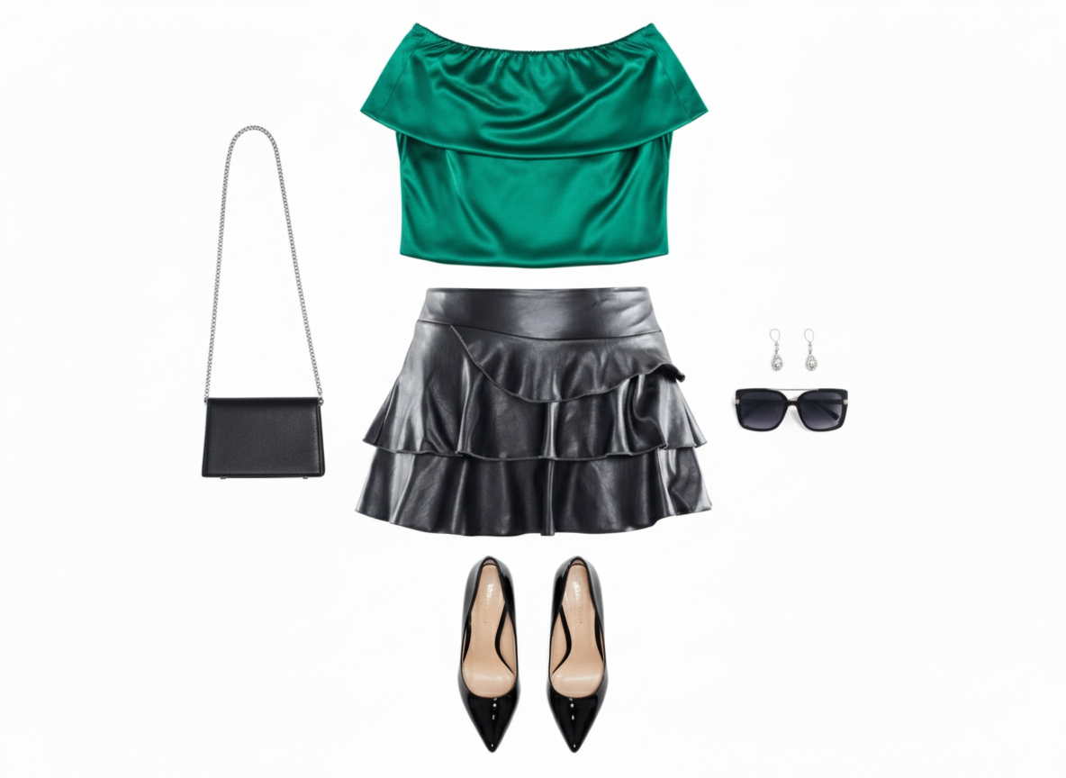 Minifalda de tablones en vinil que da movimiento y audacia a tu look