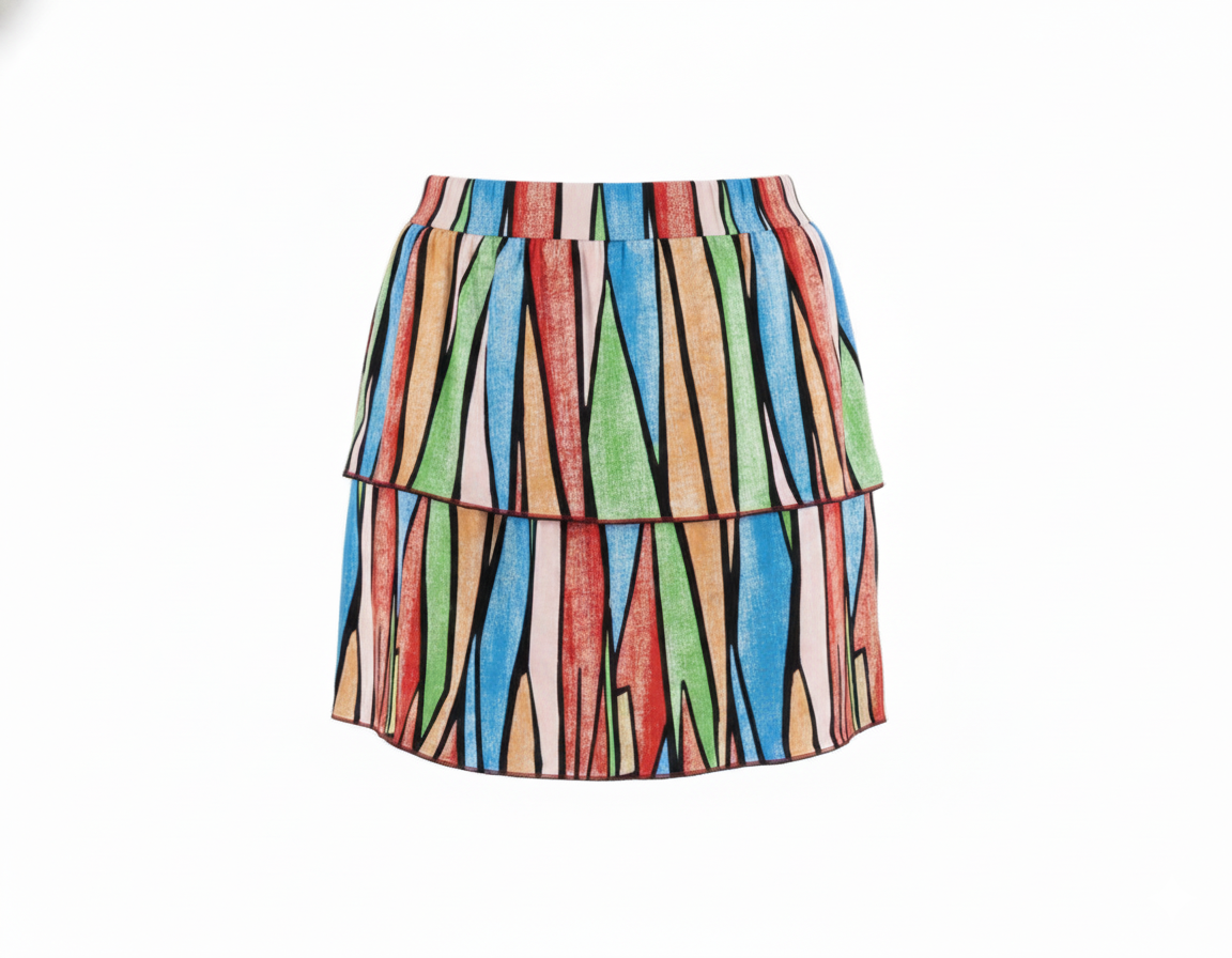 Minifalda con olanes en gajos de color que anima cualquier outfit con alegría visual
