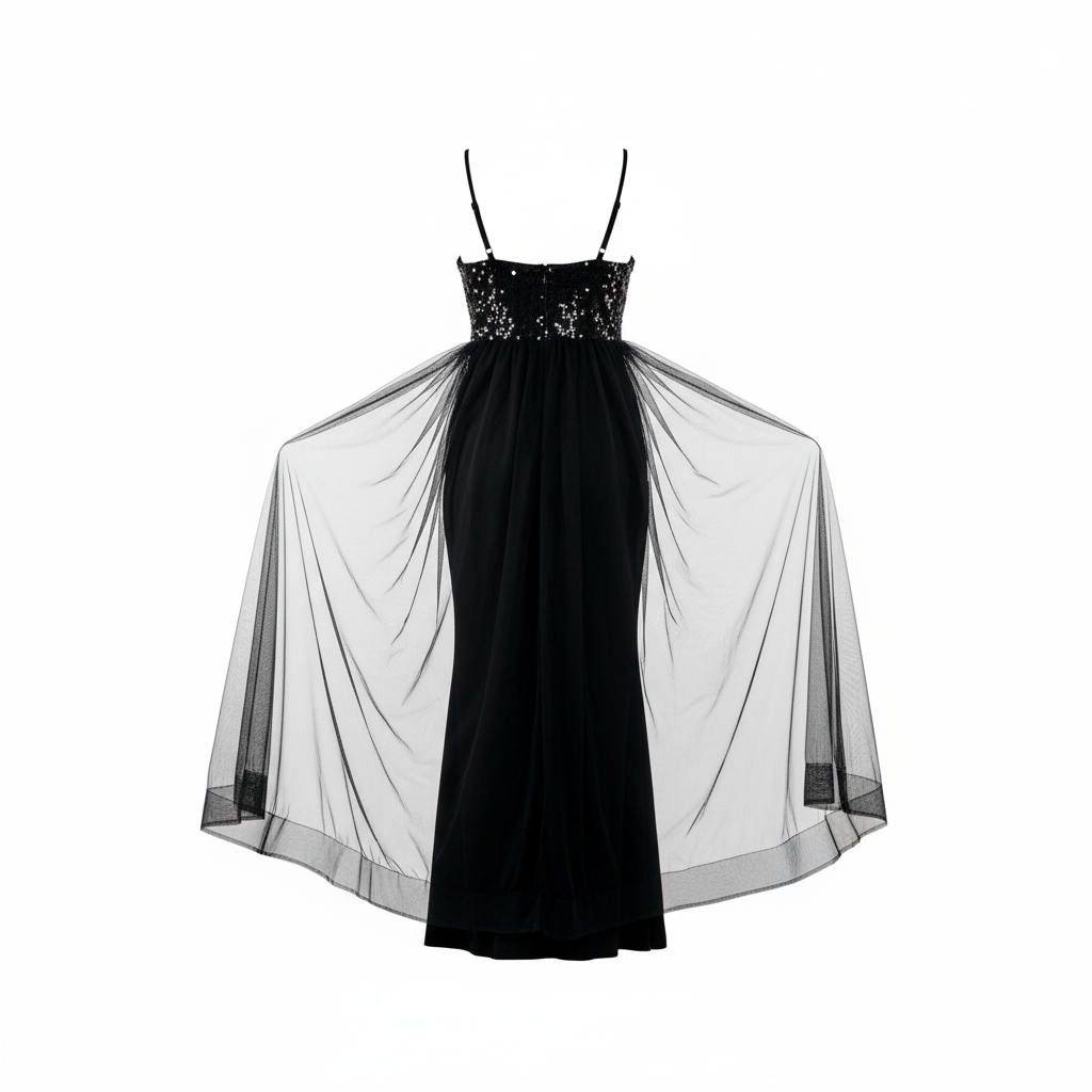 Vestido largo con escote corazón y caída de tul que realza tu elegancia