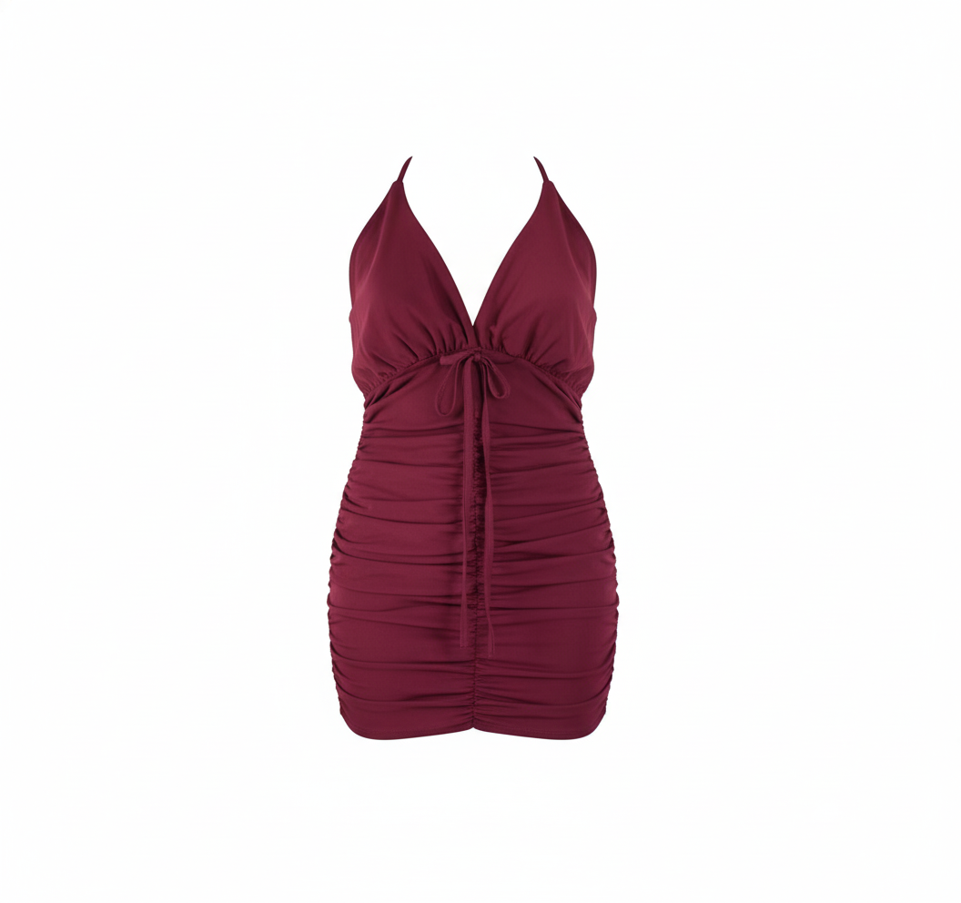 Minivestido fruncido con escote que realza tus curvas con sensualidad sutil