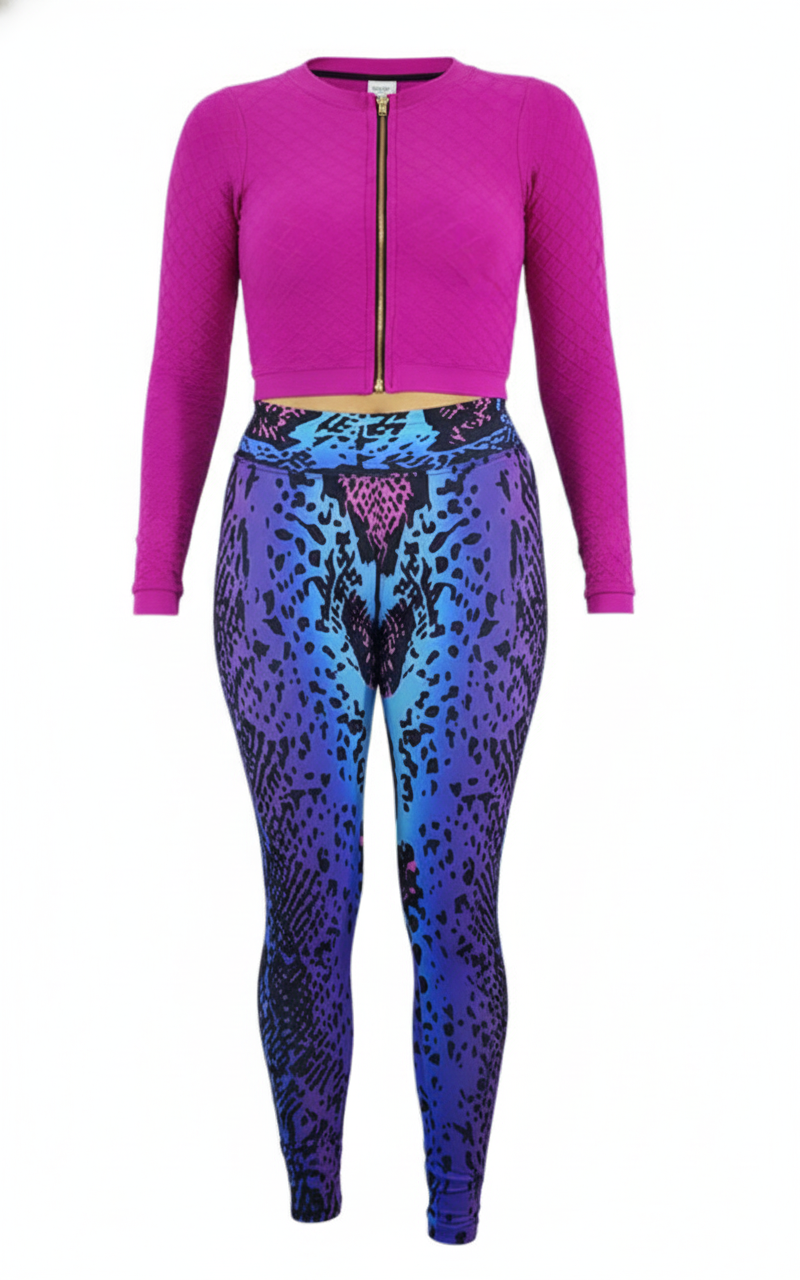 Conjunto deportivo Push Up con estampado víbora que moldea tu silueta con audacia