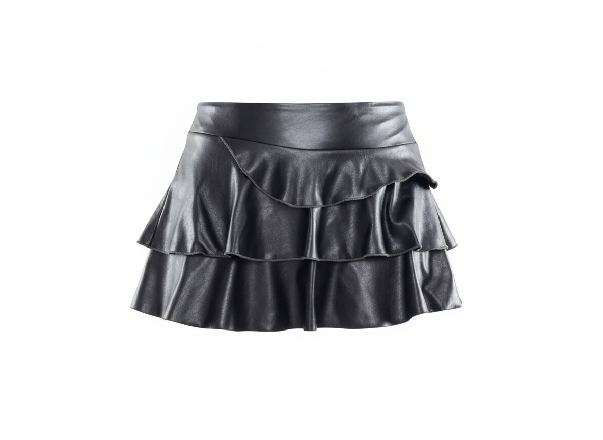 Minifalda de tablones en vinil que da movimiento y audacia a tu look