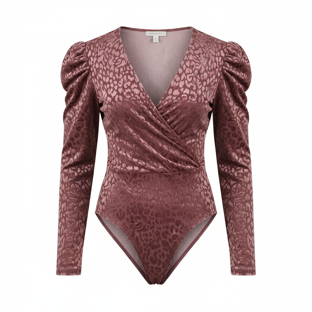 Pantyblusa escote en V con textura animal print que estiliza con sutileza