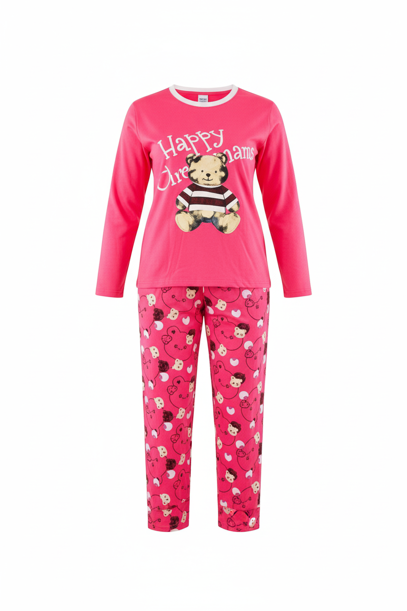 Pijama larga con estampado navideño que consiente tus noches con ternura