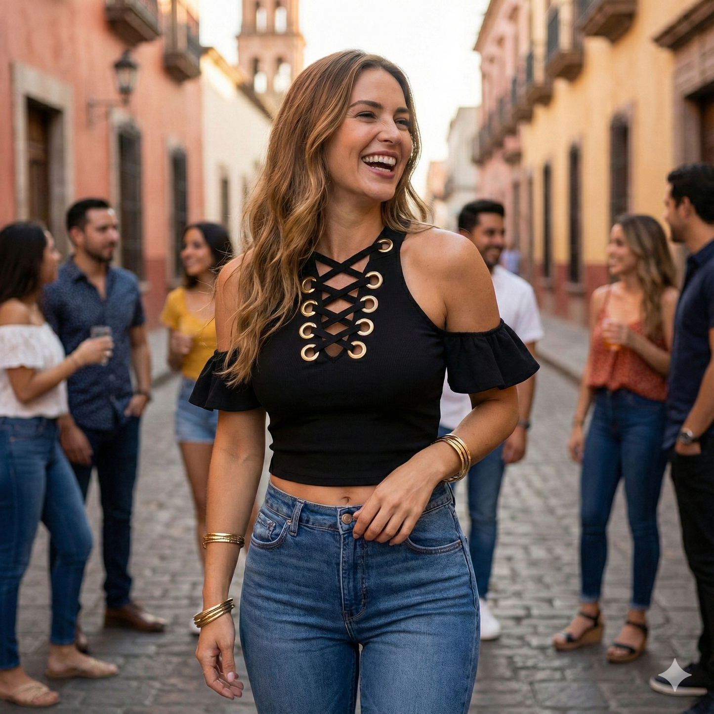 Blusa corta con hombros descubiertos que resalta tu personalidad