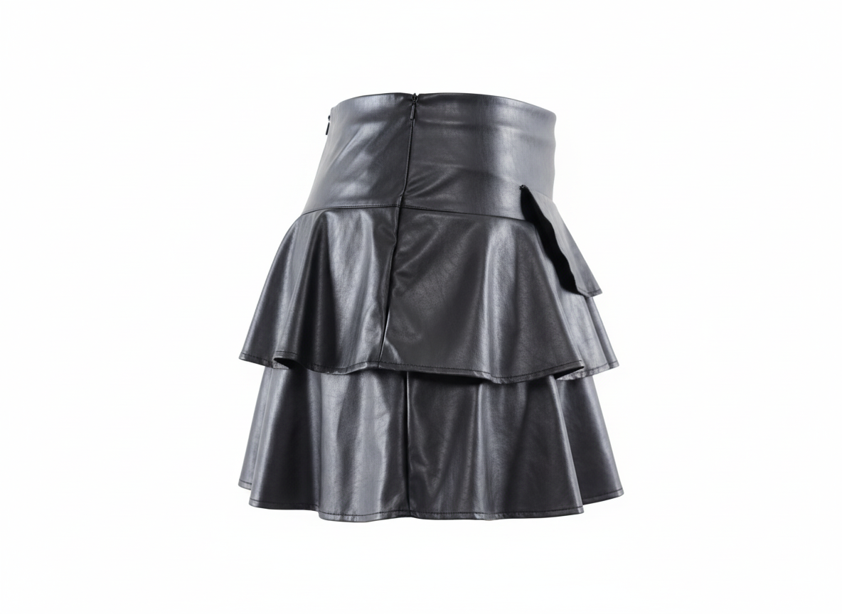 Minifalda de tablones en vinil que da movimiento y audacia a tu look