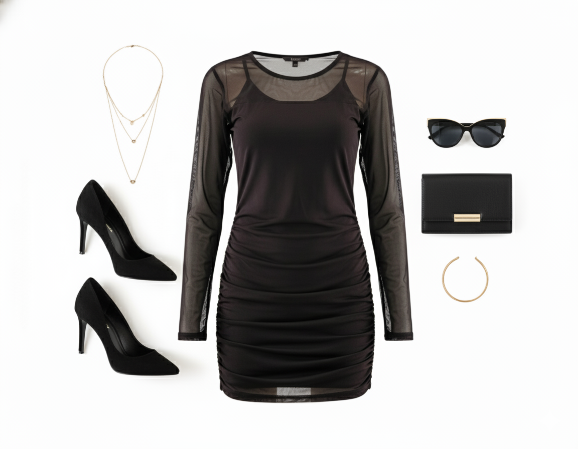 Vestido corto con transparencias que estiliza y acentúa tu figura