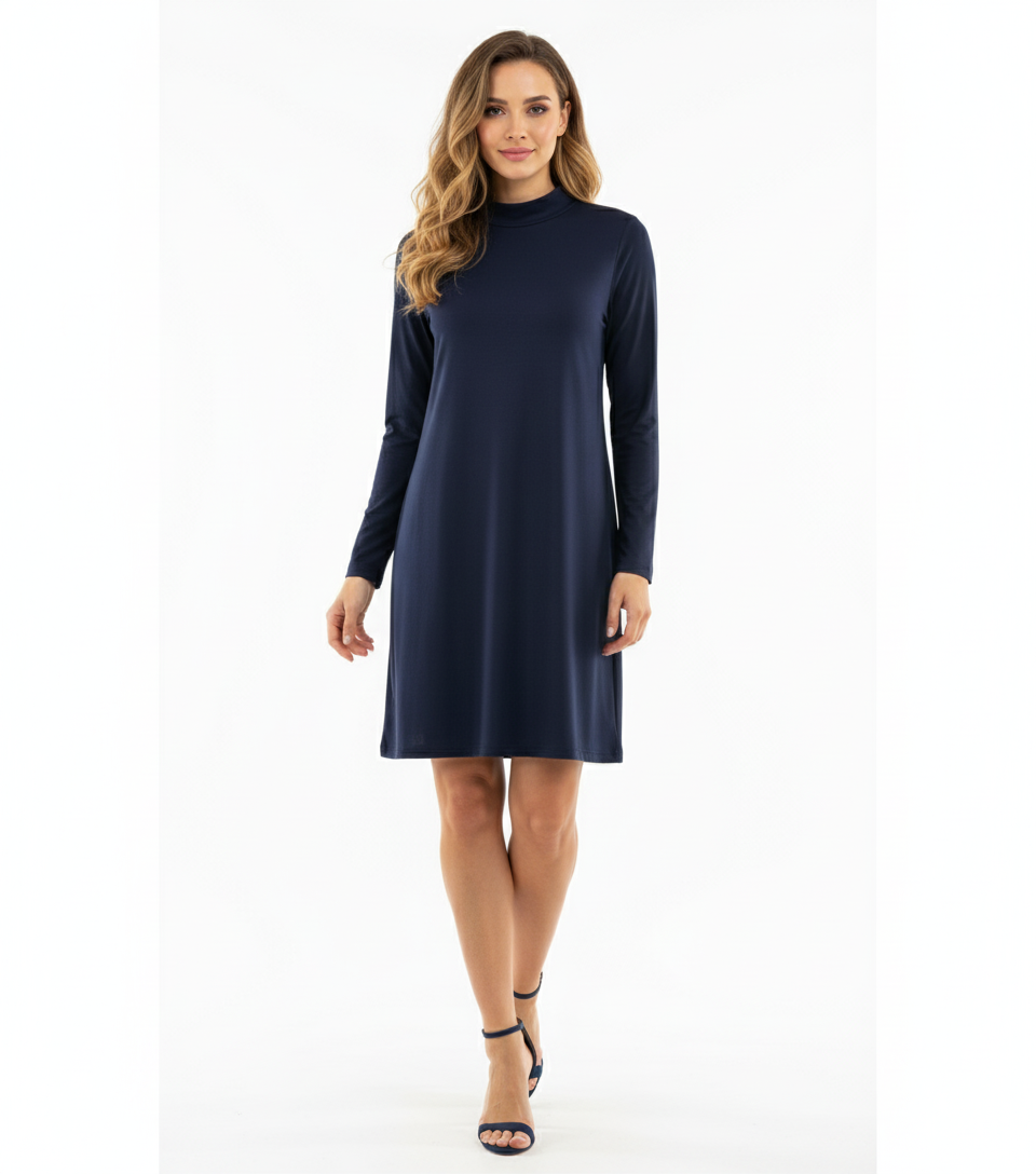 Vestido corte imperio con manga larga que alarga visualmente tu silueta