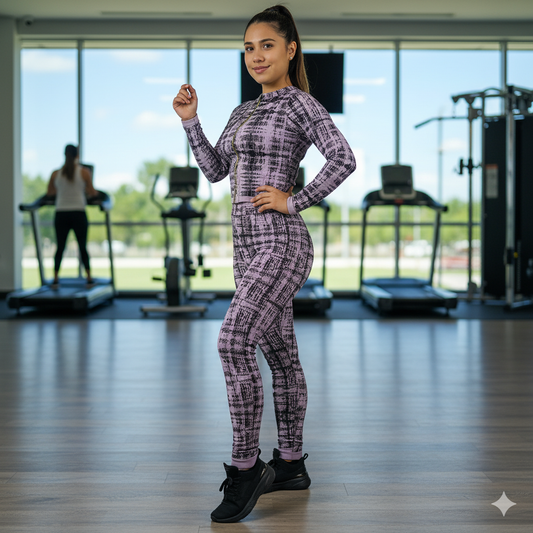 Conjunto deportivo con cierre que estiliza y brinda soporte visual