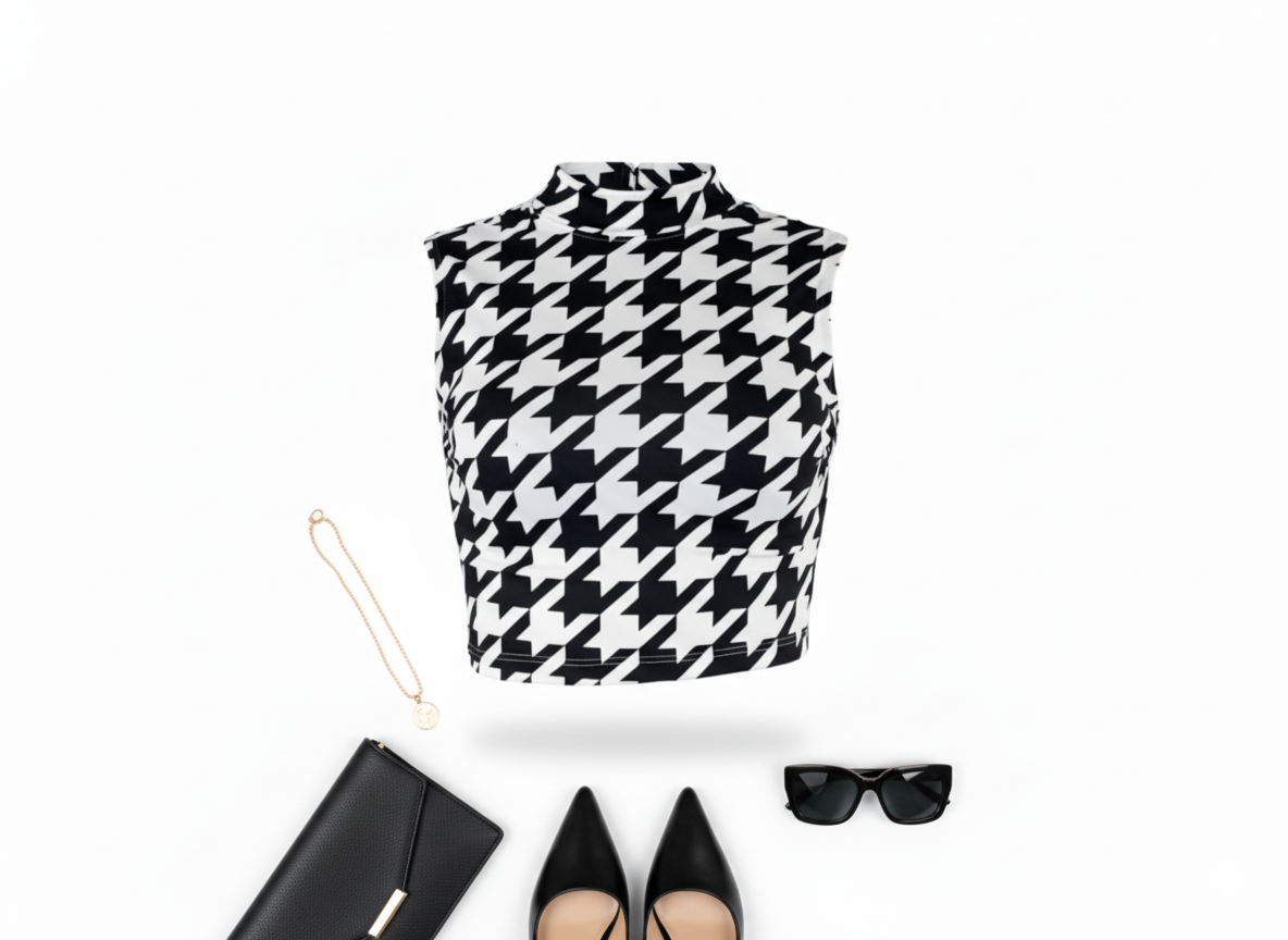 Crop top sin mangas con estampado que acentúa tu silueta