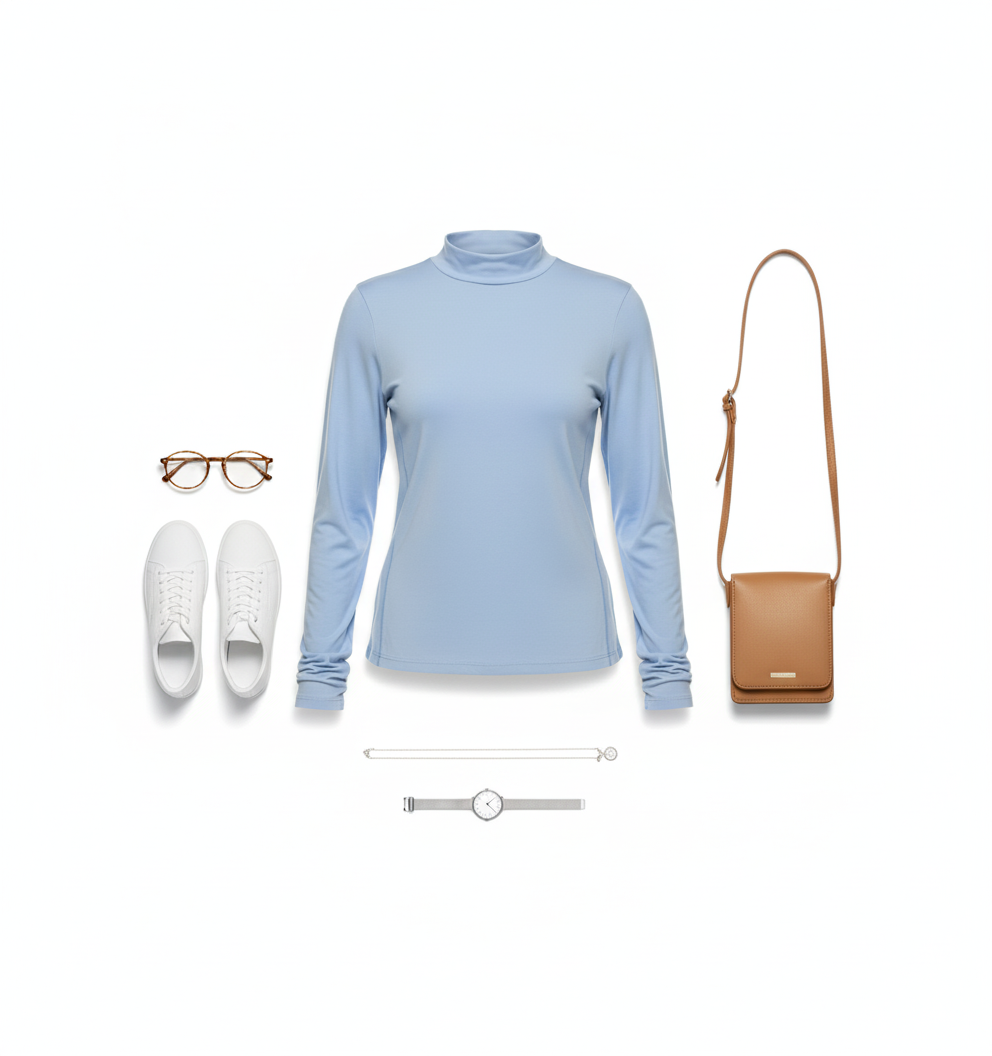 Pantyblusa manga larga con diseño liso que estiliza tu figura con discreción refinada