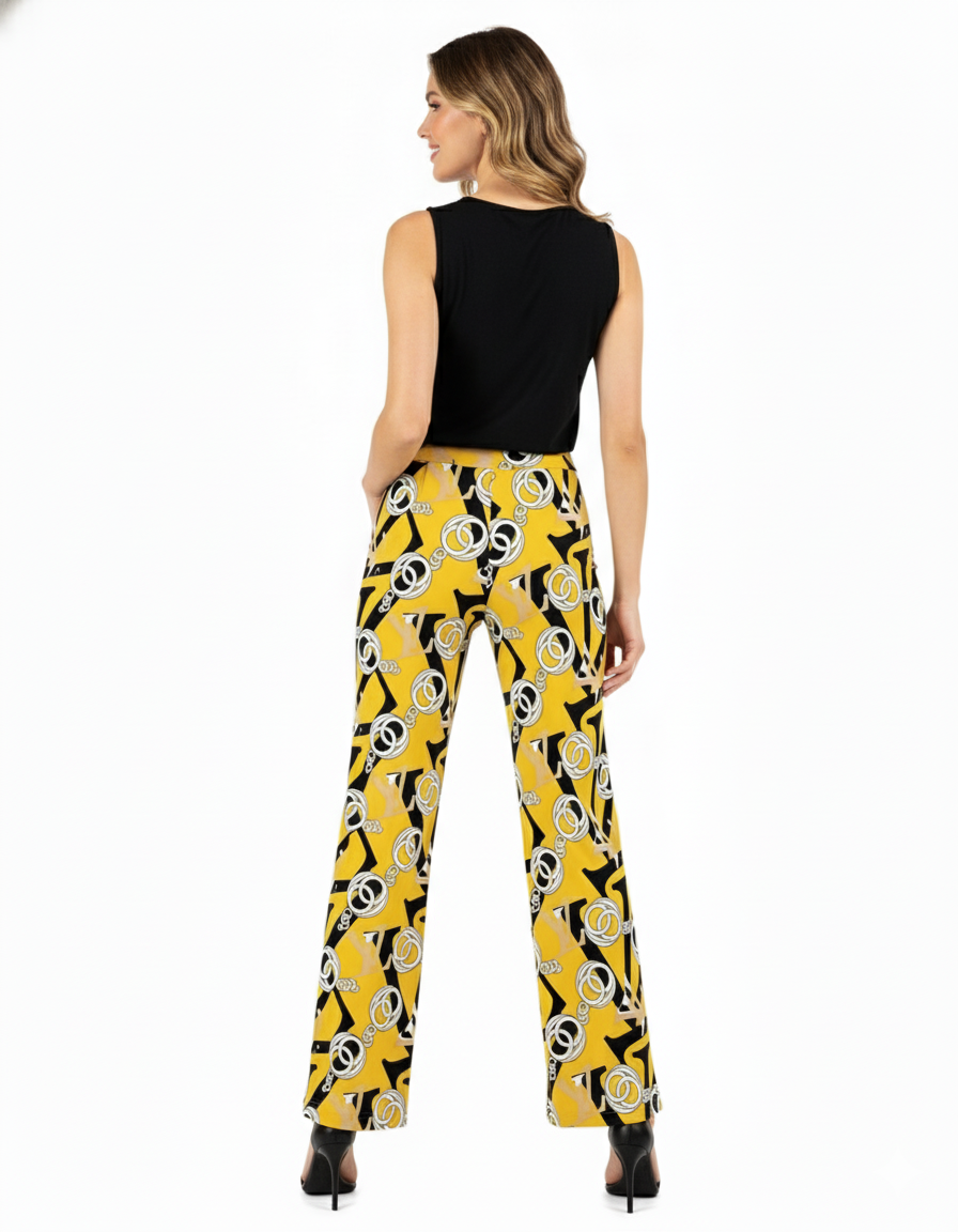 Pantalón acampanado con estampado que estiliza sin esfuerzo