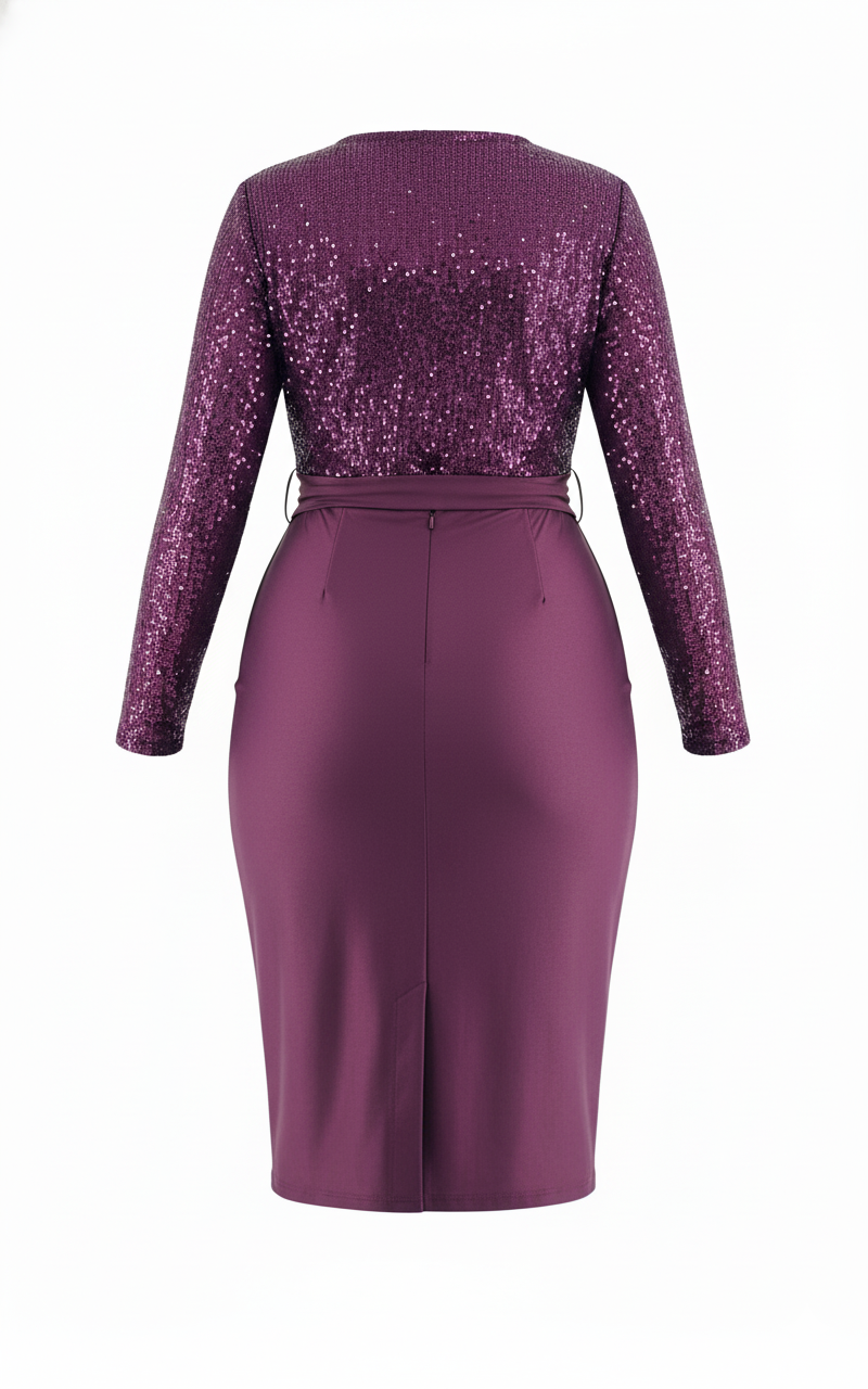 Vestido 3/4 con brillo que enmarca tu cintura y deslumbra al instante