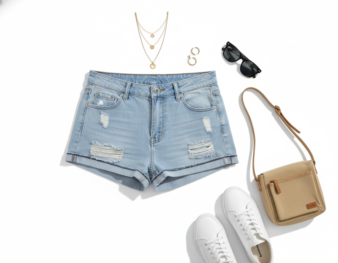 Short corto de mezclilla con estilo desgastado que alarga tus piernas con actitud libre