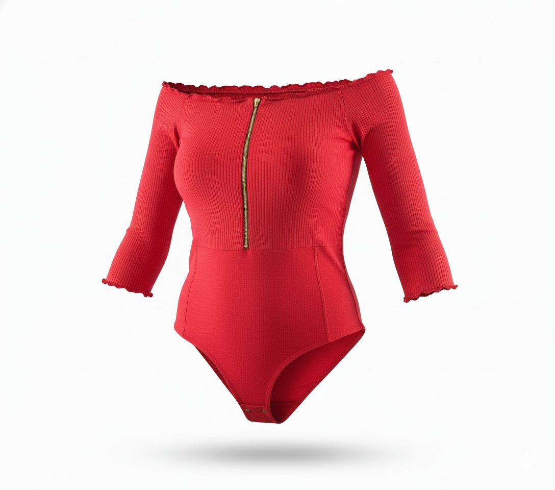 Pantyblusa con hombros descubiertos y cremallera que enmarca tu figura