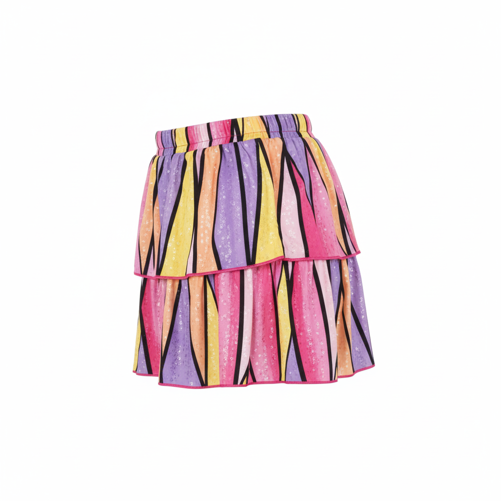 Minifalda con olanes en gajos de color que anima cualquier outfit con alegría visual