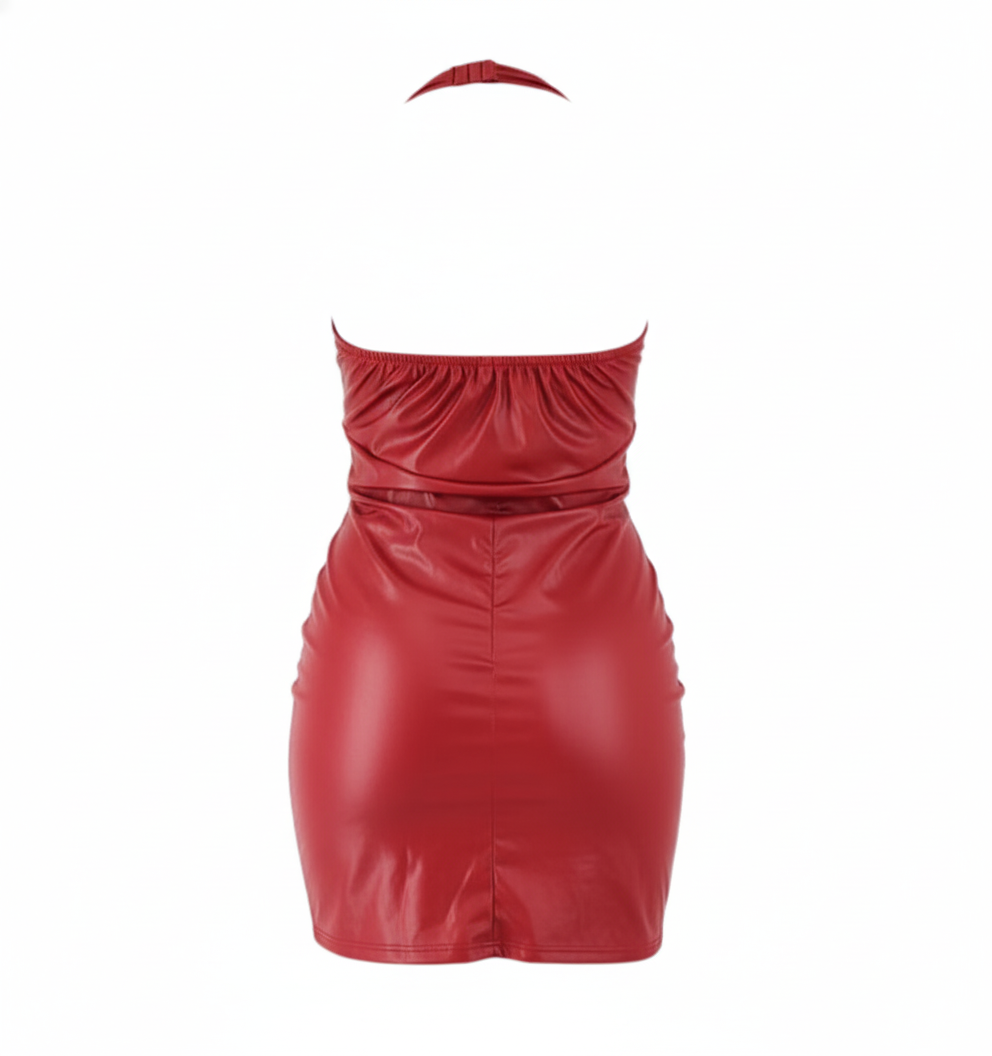 Minivestido vinilado con escote profundo que realza tu silueta
