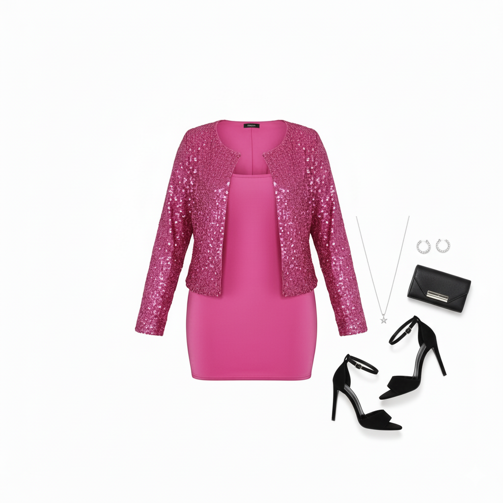 Minivestido con saco de brillo que estiliza con impacto y sofisticación