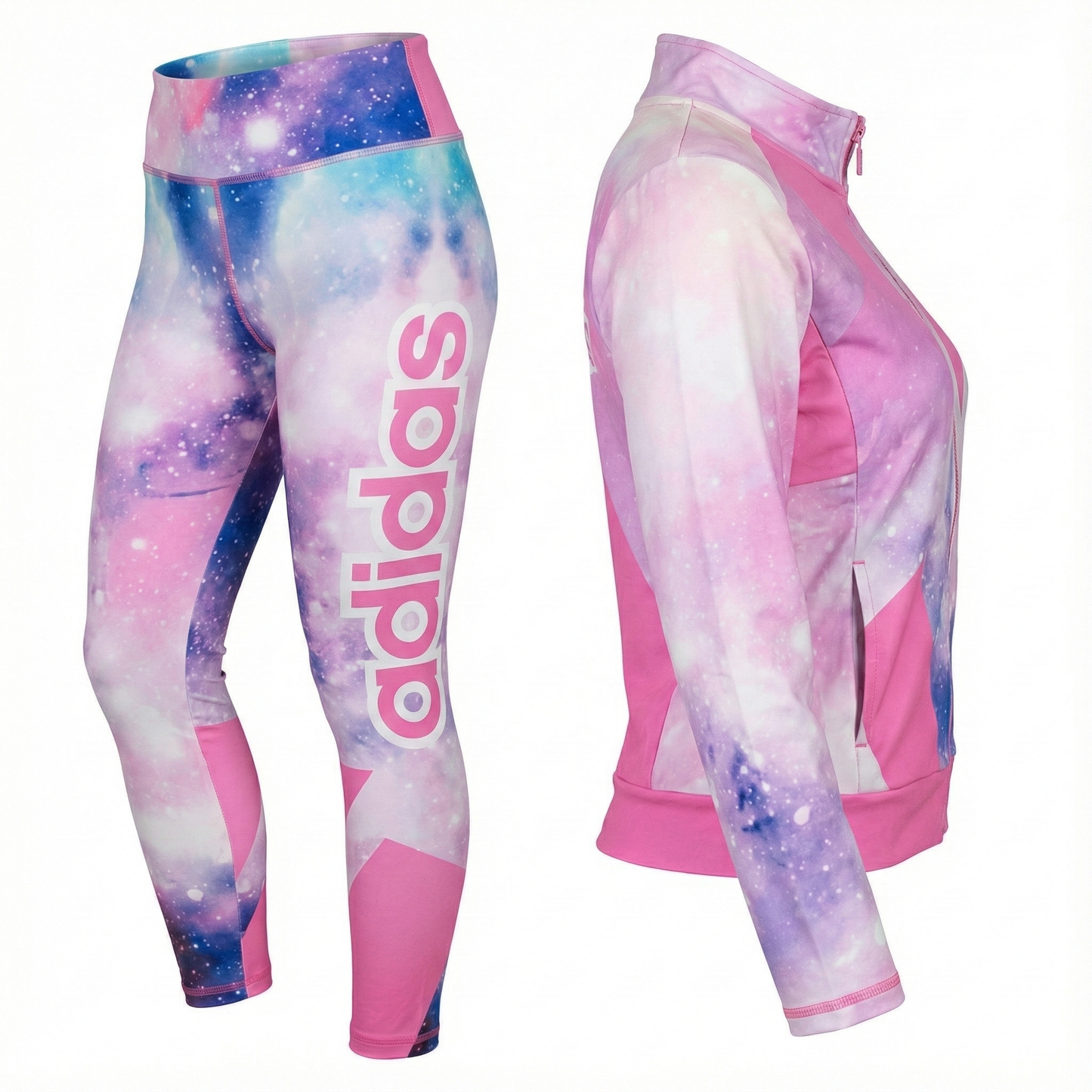 Conjunto deportivo curvy con cierre y estampado galáctico que resalta tu energía
